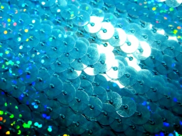 Paillettenband Neon Holo hellblau/türkis einreihig